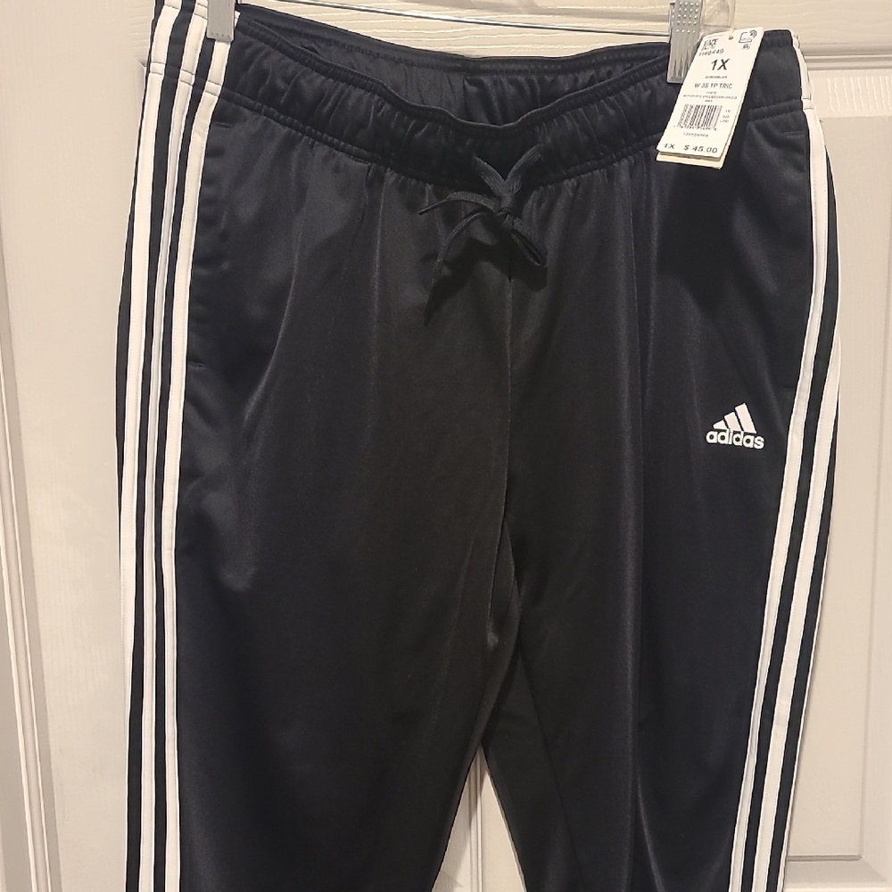 Nwt Adidas Black Joggers with White Stripes